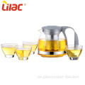 Lila 700ml+70ml*4 chinesisches Klarglas-Teekannen-Set